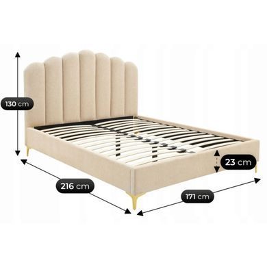 Ліжко двоспальне MEBEL ELITE GEMINI 160x200 см Беж Букле фотографія