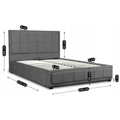 Ліжко двоспальне оксамитове MEBEL ELITE CARLOS Velvet 140x200 см Сірий фотографія