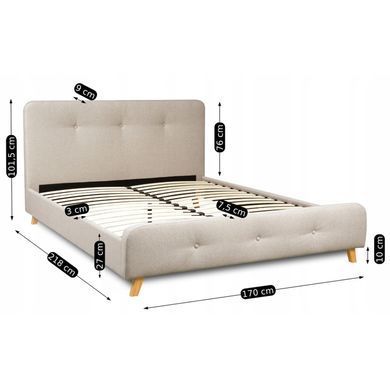 Кровать бархатная MEBEL ELITE MIKEL 160x200 см Беж фотография