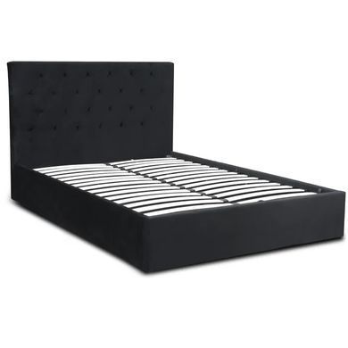 Ліжко двоспальне оксамитове MEBEL ELITE LIONEL Velvet 140x200 см Чорний фотографія