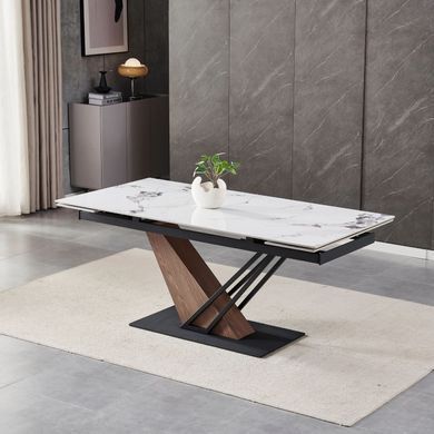 Стол раскладной MEBEL ELITE REX 2 180(240)х90 см Белый мрамор / Дуб фотография