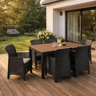 Комплект садовой мебели MEBEL ELITE ARGOS FRESNO 6 орех/черный