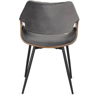 Стул бархатный MEBEL ELITE DAKOTA Velvet серый / ореховый фотография