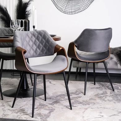 Стул бархатный MEBEL ELITE DAKOTA Velvet серый / ореховый фотография