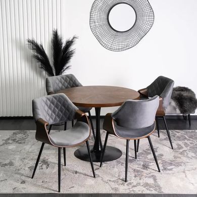 Стул бархатный MEBEL ELITE DAKOTA Velvet серый / ореховый фотография