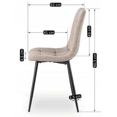 Комплект стіл MEBEL ELITE VETTEL 120х80 см Дуб Золотий/ Чорний +4 стільці PERU 2 Беж фотографія