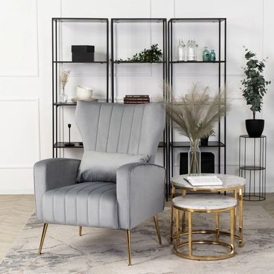 Крісло м'яке DIANA Velvet MEBEL ELITE Сірий фотографія