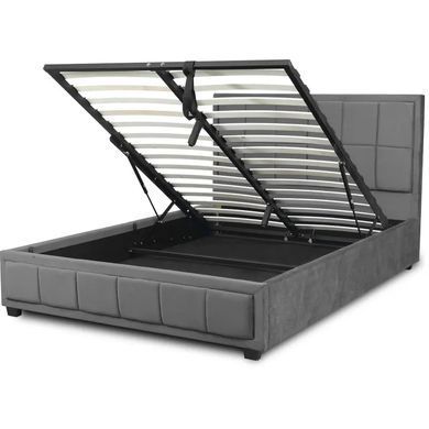 Ліжко двоспальне оксамитове MEBEL ELITE CARLOS Velvet 140x200 см Сірий фотографія