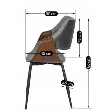 Стул бархатный MEBEL ELITE DAKOTA Velvet серый / ореховый фотография