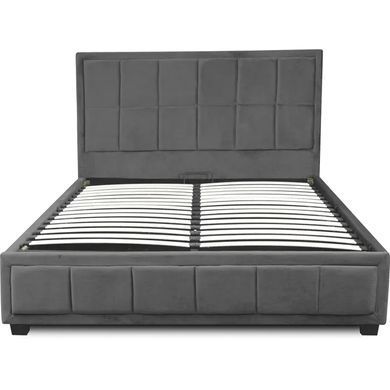 Ліжко двоспальне оксамитове MEBEL ELITE CARLOS Velvet 140x200 см Сірий фотографія