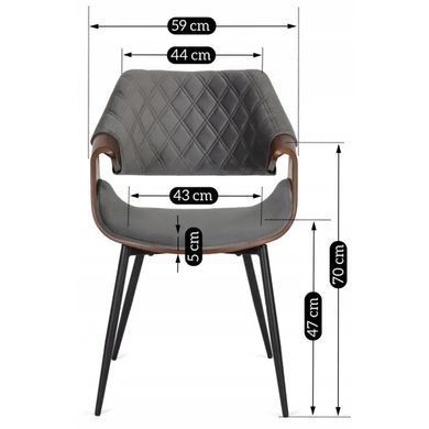 Стул бархатный MEBEL ELITE DAKOTA Velvet серый / ореховый фотография
