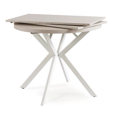 Стол раскладной круглый MEBEL ELITE DORIAN 80(160)х80 см Кашемир/белый фотография
