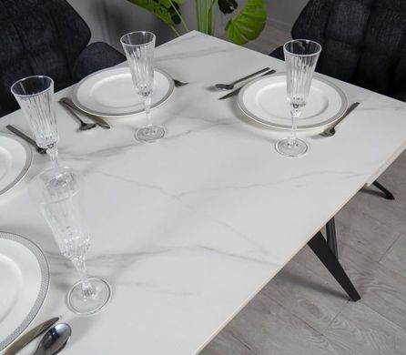 Стол Раскладной ТОРИ Prestol 120/180x80 Керамика Белый Мат / Черный фотография
