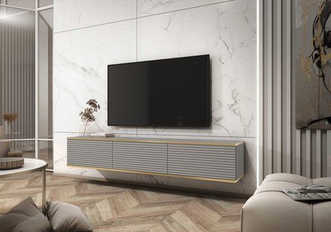 Тумба під телевізор навісна Perfect Home Оро / Oro 3-дверна RTV175 MDF Сірий фотографія
