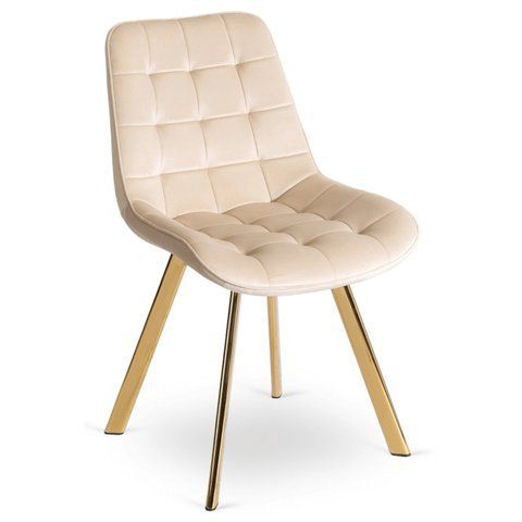 Стілець оксамитовий MEBEL ELITE DEVI Velvet Кремовий/Золото фотографія