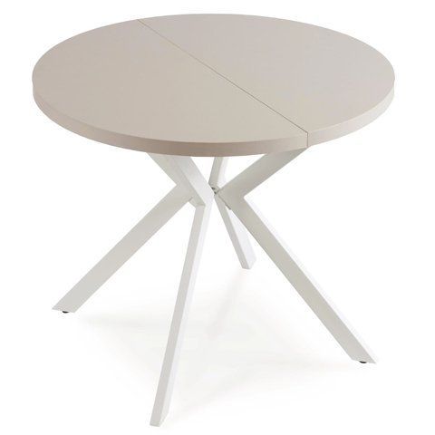 Стол раскладной круглый MEBEL ELITE DORIAN 80(160)х80 см Кашемир/белый фотография