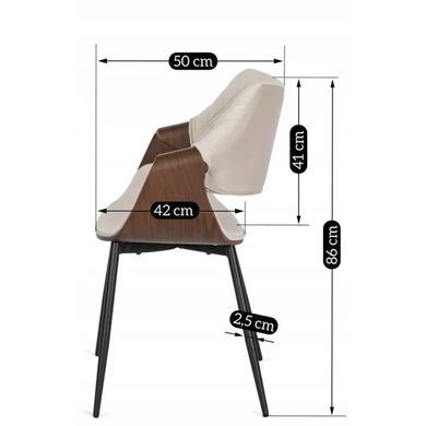 Стілець оксамитовий MEBEL ELITE DAKOTA Velvet бежевий / горіховий фотографія