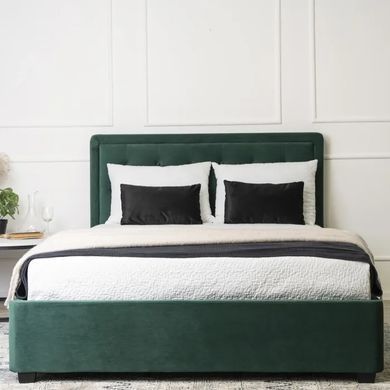 Ліжко двоспальне оксамитове MEBEL ELITE CROS Velvet 140x200 см Зелений фотографія