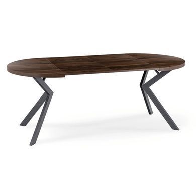 Стіл розкладний круглий MEBEL ELITE LUKAS 100(250)х100 см Горіх/чорний фотографія