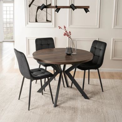 Стіл розкладний круглий MEBEL ELITE LUKAS 100(250)х100 см Горіх/чорний фотографія
