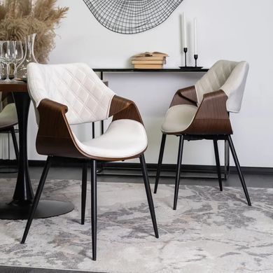 Стілець оксамитовий MEBEL ELITE DAKOTA Velvet бежевий / горіховий фотографія