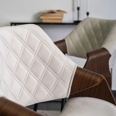 Стілець оксамитовий MEBEL ELITE DAKOTA Velvet бежевий / горіховий фотографія