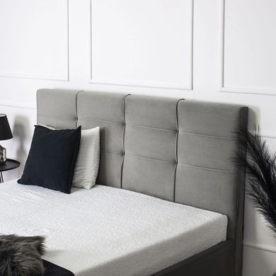 Ліжко двоспальне оксамитове 140x200 MEBEL ELITE TINGA Velvet Сірий фотографія