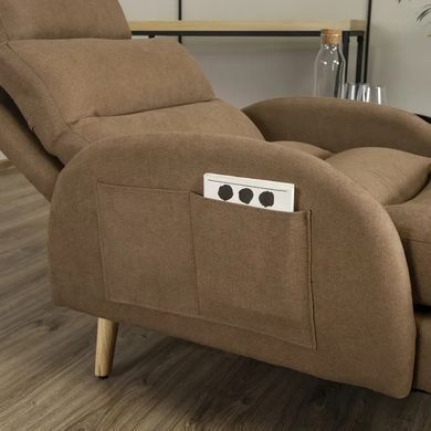 Кресло мягкое с подставкой для ног MEBEL ELITE HENRY ткань Коричневый фотография