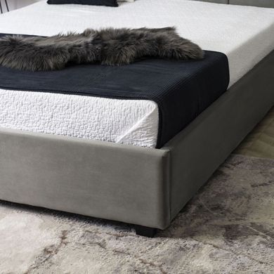 Ліжко двоспальне оксамитове 140x200 MEBEL ELITE TINGA Velvet Сірий фотографія