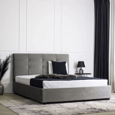 Ліжко двоспальне оксамитове 140x200 MEBEL ELITE TINGA Velvet Сірий фотографія