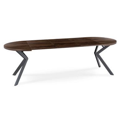 Стіл розкладний круглий MEBEL ELITE LUKAS 100(250)х100 см Горіх/чорний фотографія