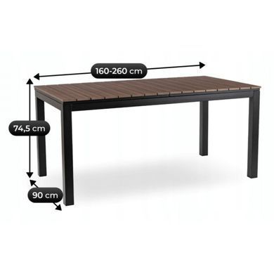 Комплект садовой мебели MEBEL ELITE ARGOS 160-240 FRESNO 4 орех/черный