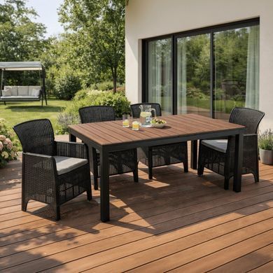 Комплект садовой мебели MEBEL ELITE ARGOS 160-240 FRESNO 4 орех/черный