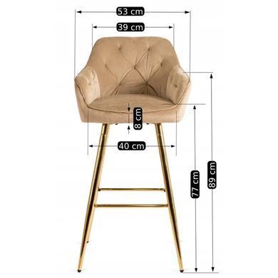 Барный стул бархатный MEBEL ELITE SALEM Velvet бежевый / золотой фотография
