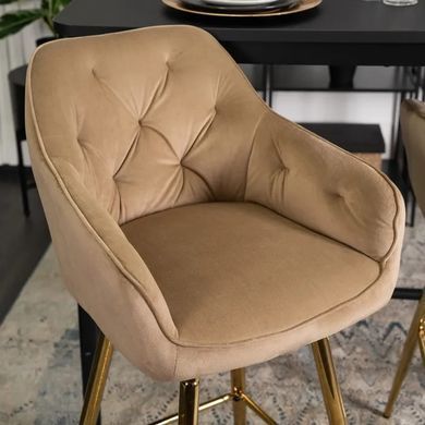Барный стул бархатный MEBEL ELITE SALEM Velvet бежевый / золотой фотография
