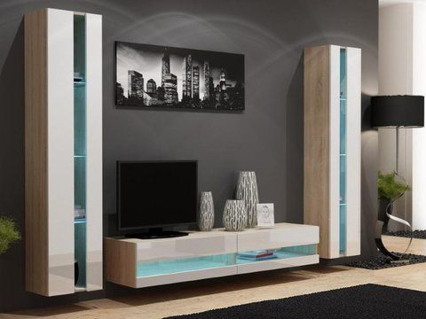 Вітрина підвісна VIGO Cama 180 New Дуб Сонома Мат / Білий Глянець фотографія