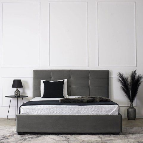 Ліжко двоспальне оксамитове 140x200 MEBEL ELITE TINGA Velvet Сірий фотографія