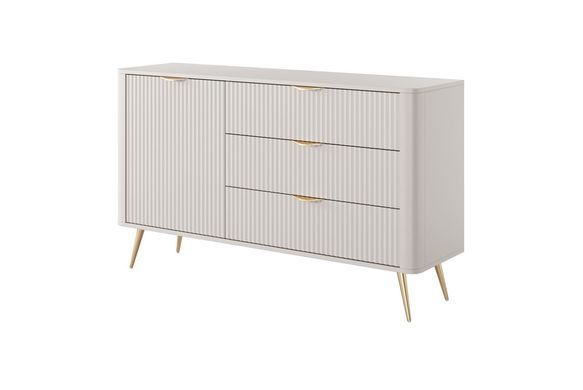 Комод Perfect Home Ланте/Lante 1-дверный с 3 ящиками и золотыми ножками 1D3S/138 Беж фотография