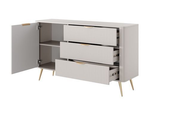 Комод Perfect Home Ланте/Lante 1-дверный с 3 ящиками и золотыми ножками 1D3S/138 Беж фотография