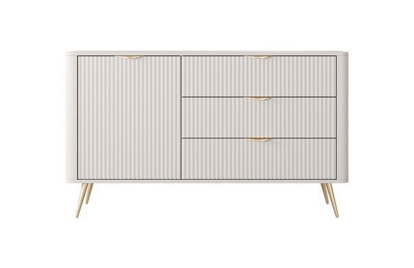 Комод Perfect Home Ланте/Lante 1-дверный с 3 ящиками и золотыми ножками 1D3S/138 Беж фотография