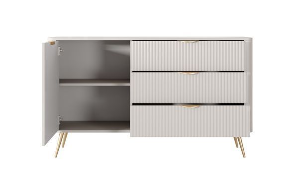 Комод Perfect Home Ланте/Lante 1-дверный с 3 ящиками и золотыми ножками 1D3S/138 Беж фотография
