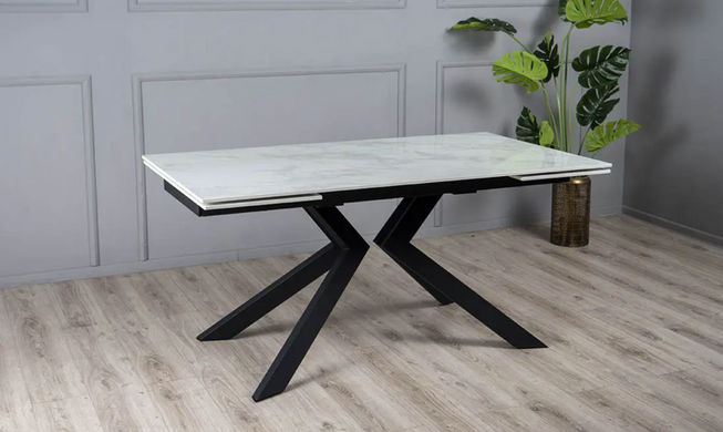 Стіл Розкладний МОНАКО Prestol 160/240x90 Кераміка Білий Глянець фотографія