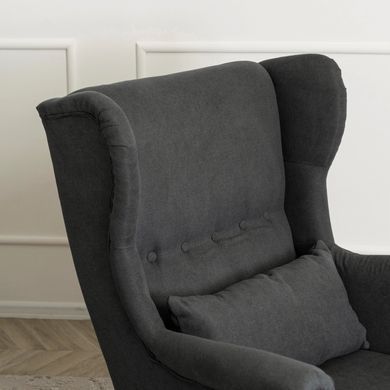 Кресло мягкое бархатное с подставкой для ног MEBEL ELITE EVAN 2 Черный фотография