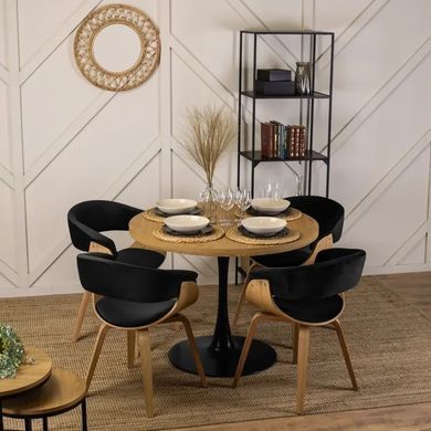 Стул бархатный MEBEL ELITE GARY Velvet, Золотой дуб / Черный фотография