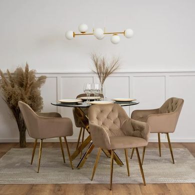Стілець оксамитовий MEBEL ELITE RAYA Velvet бежевий / золотий фотографія