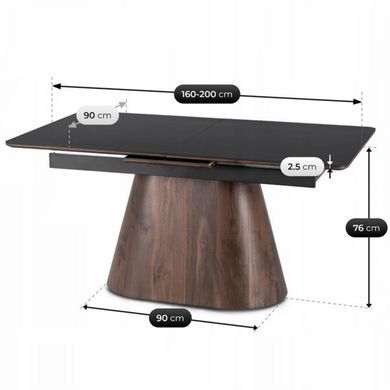 Стіл розкладний MEBEL ELITE LIZBONA 160(200)х90 см Чорний/Горіх фотографія