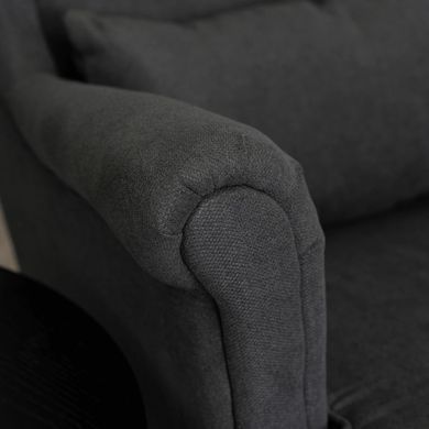 Кресло мягкое бархатное с подставкой для ног MEBEL ELITE EVAN 2 Черный фотография