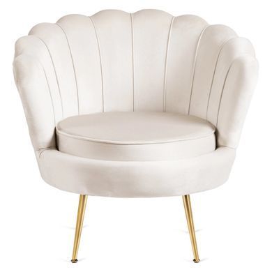 Крісло м'яке з підставкою MEBEL ELITE GRAND Velvet Кремовий фотографія