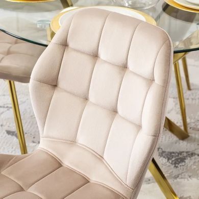 Стілець оксамитовий MEBEL ELITE LUCKY Velvet Кремовий / Золотий фотографія