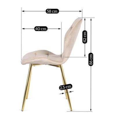 Стілець оксамитовий MEBEL ELITE LUCKY Velvet Кремовий / Золотий фотографія